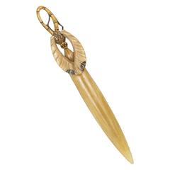 Antique Art Nouveau Carved Horn Bookmark Letter Opener by Barthelemy
