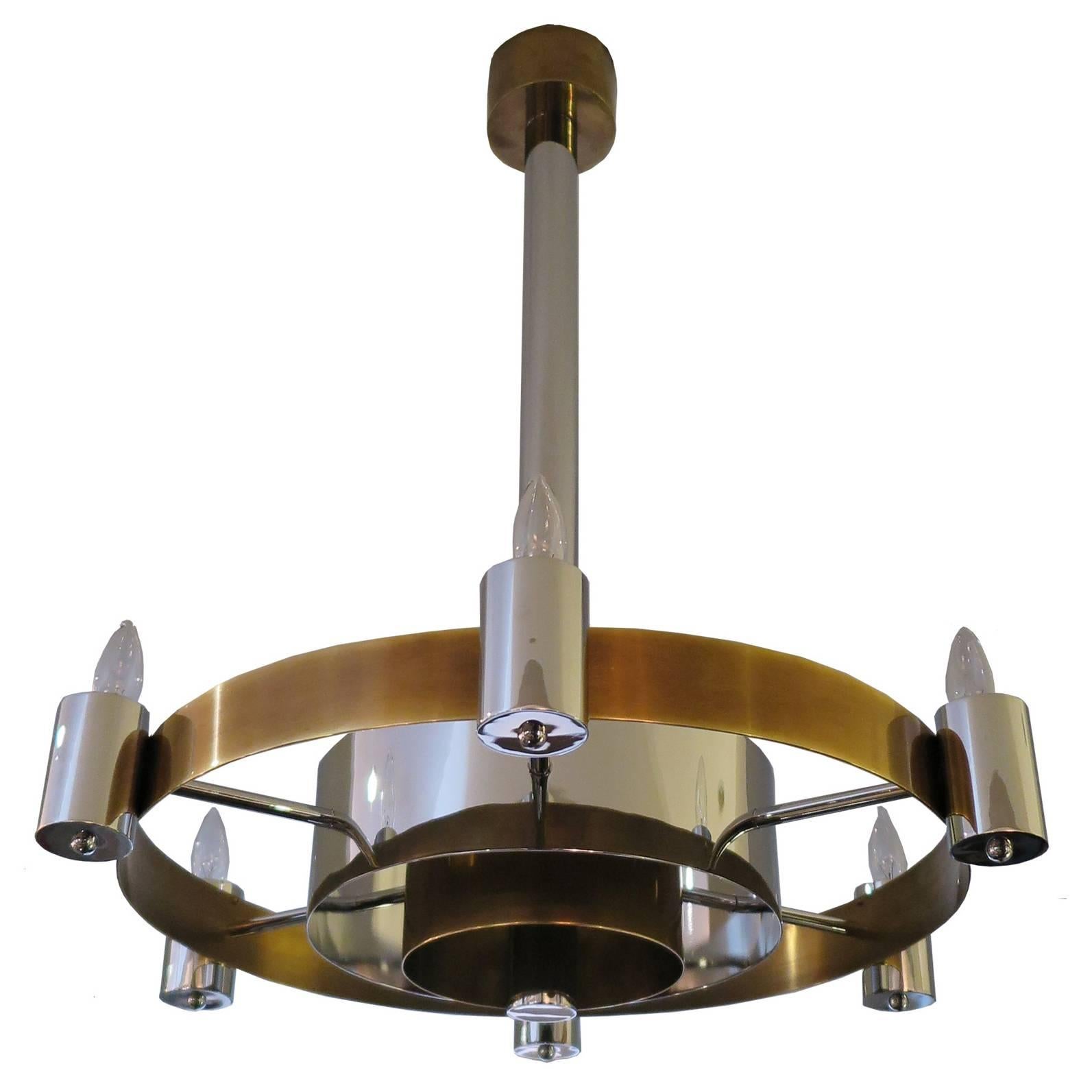 Art Deco Two-Tone Modernist Chandelier For Sale