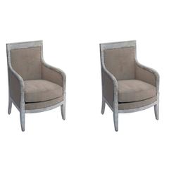 Set of Two White Painted Restoration Bergeres