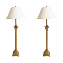 Pair of Gothic Pricket Candlestick Lamps