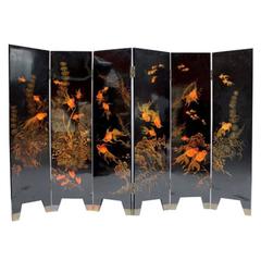 Goldfish Japanese Lacquer Screen