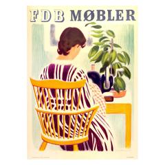 Vintage Original Mid-Century Poster for FDB Mobler