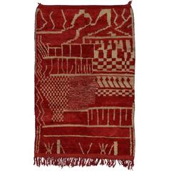Berber Moroccan Red Rug with Modern Tribal Style