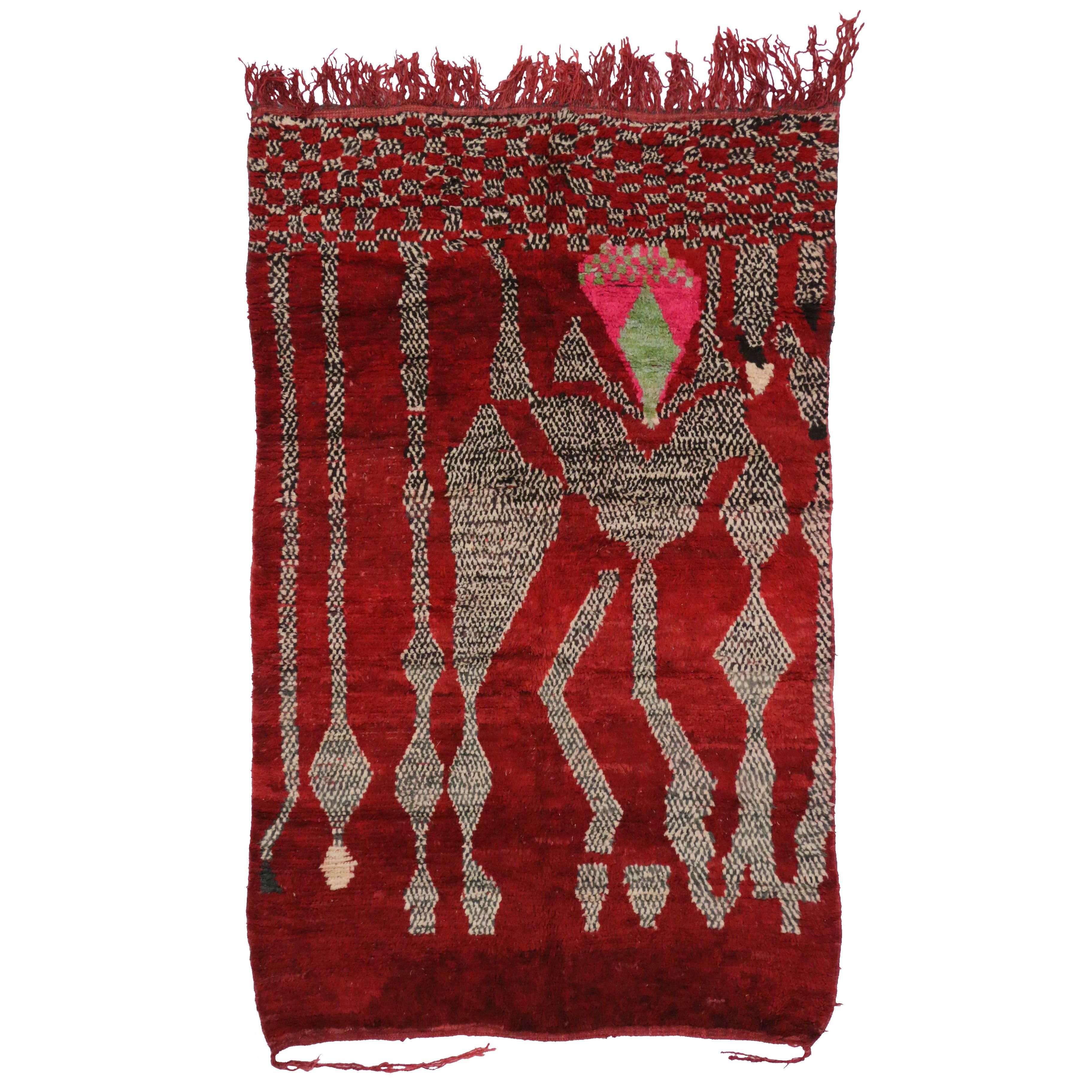 Vintage Berber Moroccan Rug with Abstract Design