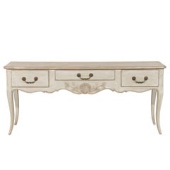 French Painted Three-Drawer Wooden Console Table