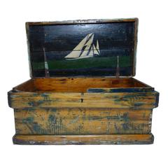Canvas Wrapped Trunk with Hand Painted Sailboats