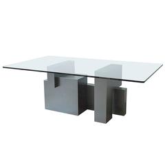 Paul Evans Gunmetal Geometric Cityscape Pedestal Dining Table