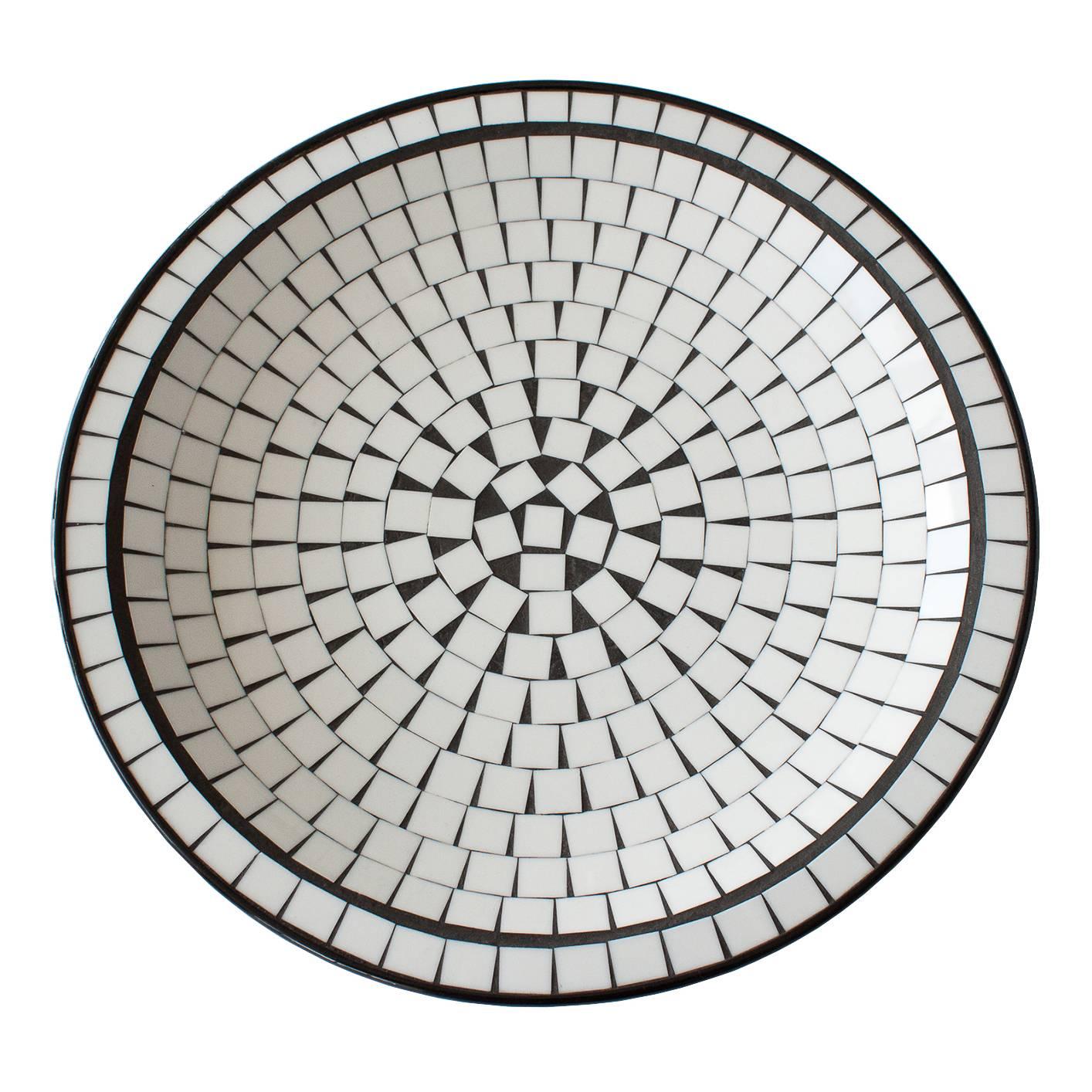 Danish Black and White Mosaic Glass Bowl