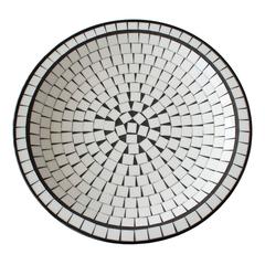 Retro Danish Black and White Mosaic Glass Bowl