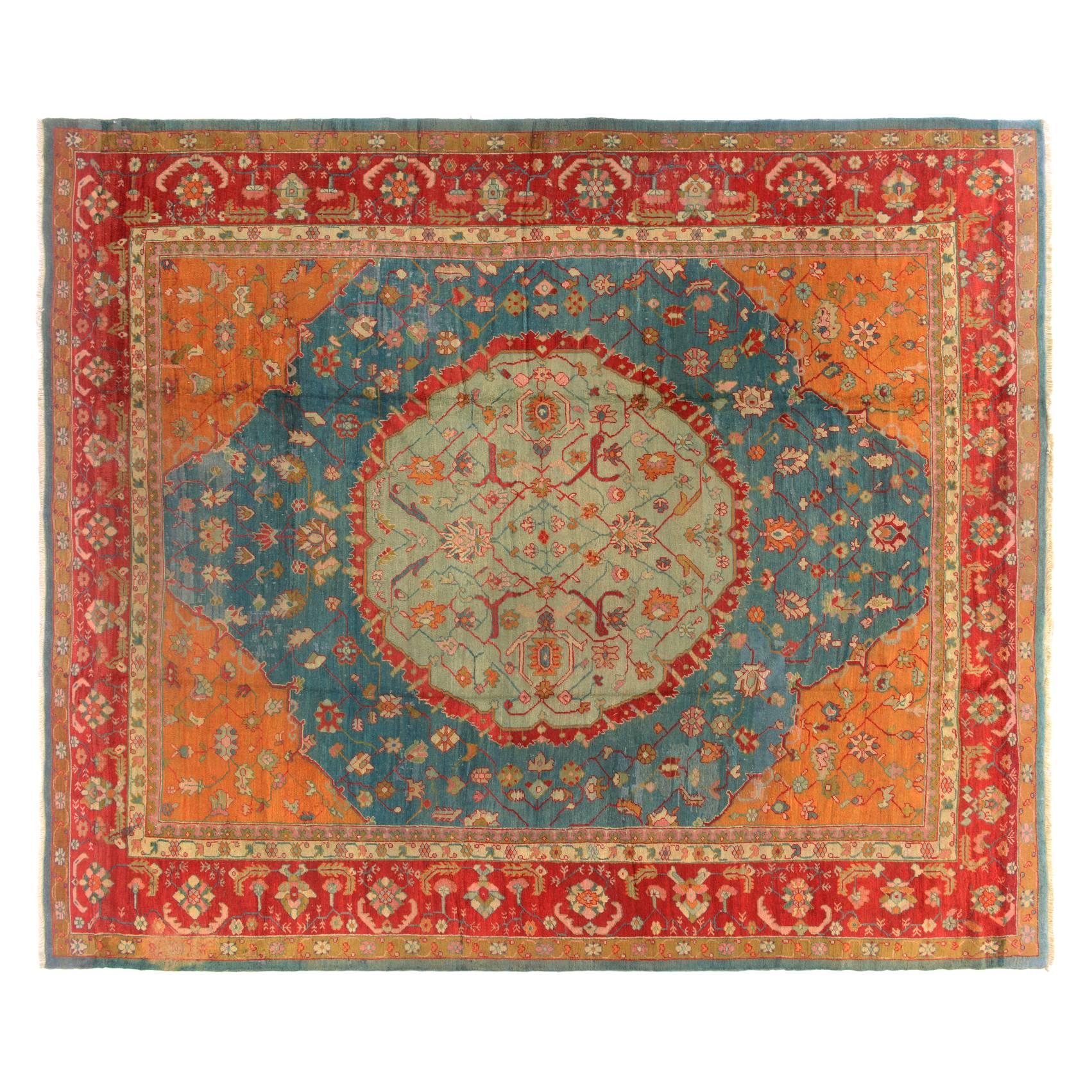 Antique Turkish Oushak Rug, circa 1880 For Sale