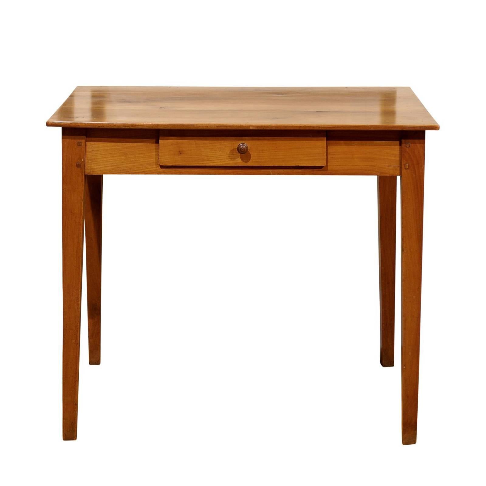 French Cherry Side Table with Drawer, circa 1880