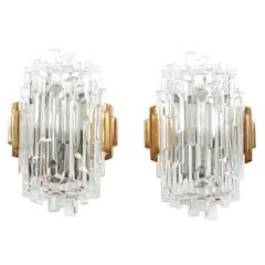 Expressive French Block Glass Sconces