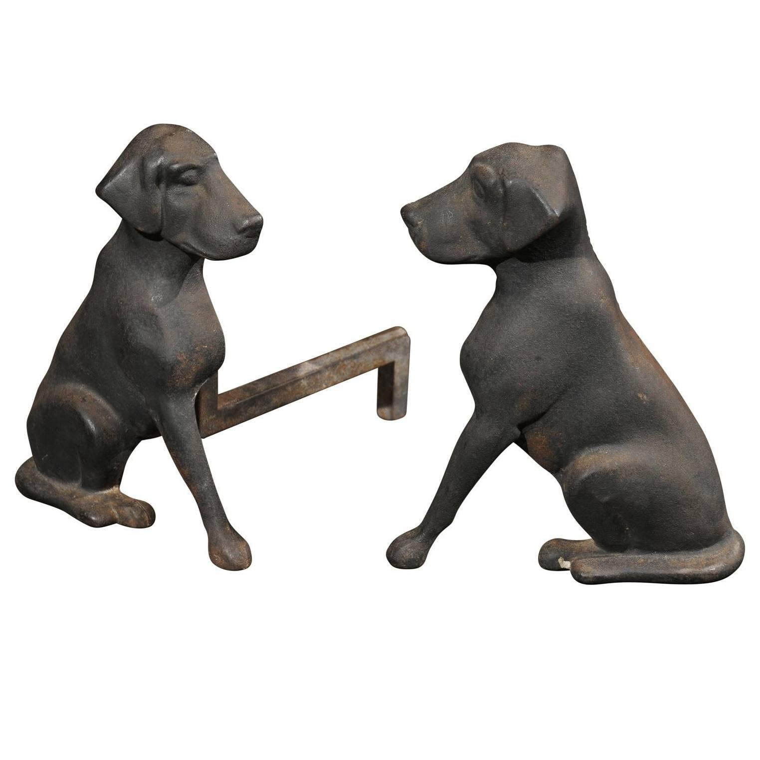 Pair of Dog Andirons