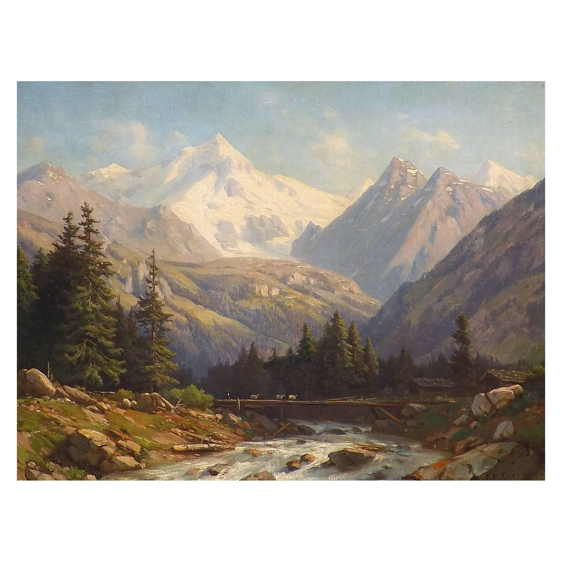 'Swiss Alps' by Jean Philippe George-Julliard For Sale