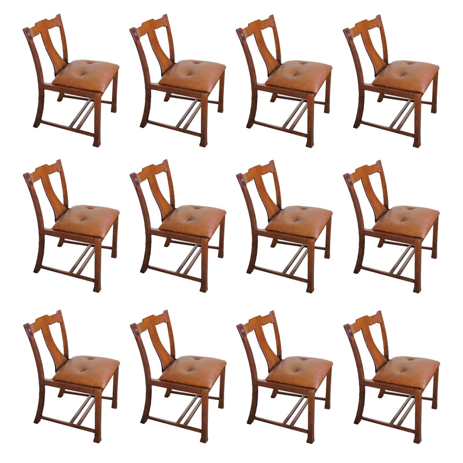 Beautiful Set of 12 Chairs, Italian Design, 1960 For Sale