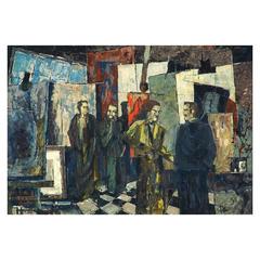 Hugo Mohl, 'Besuch Im Atelier' Midcentury Abstract Painting, 1962