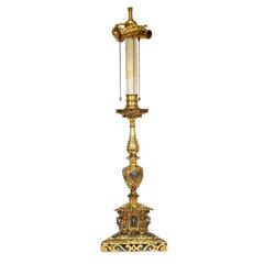 Italian Renaissance Style Silver and Gilt Bronze Table Lamp