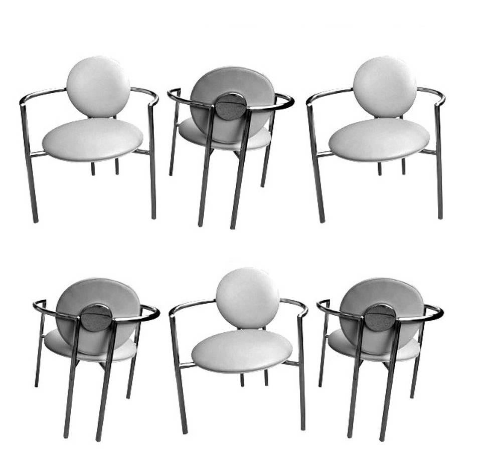 Set of Six Dining Chairs by Brueton For Sale