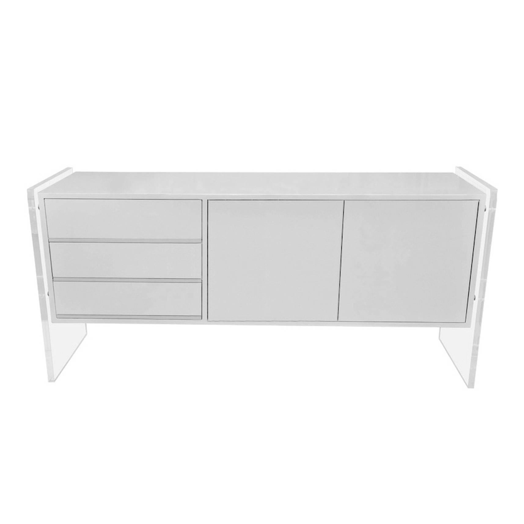 Lucite Panel Dresser or Sideboard For Sale