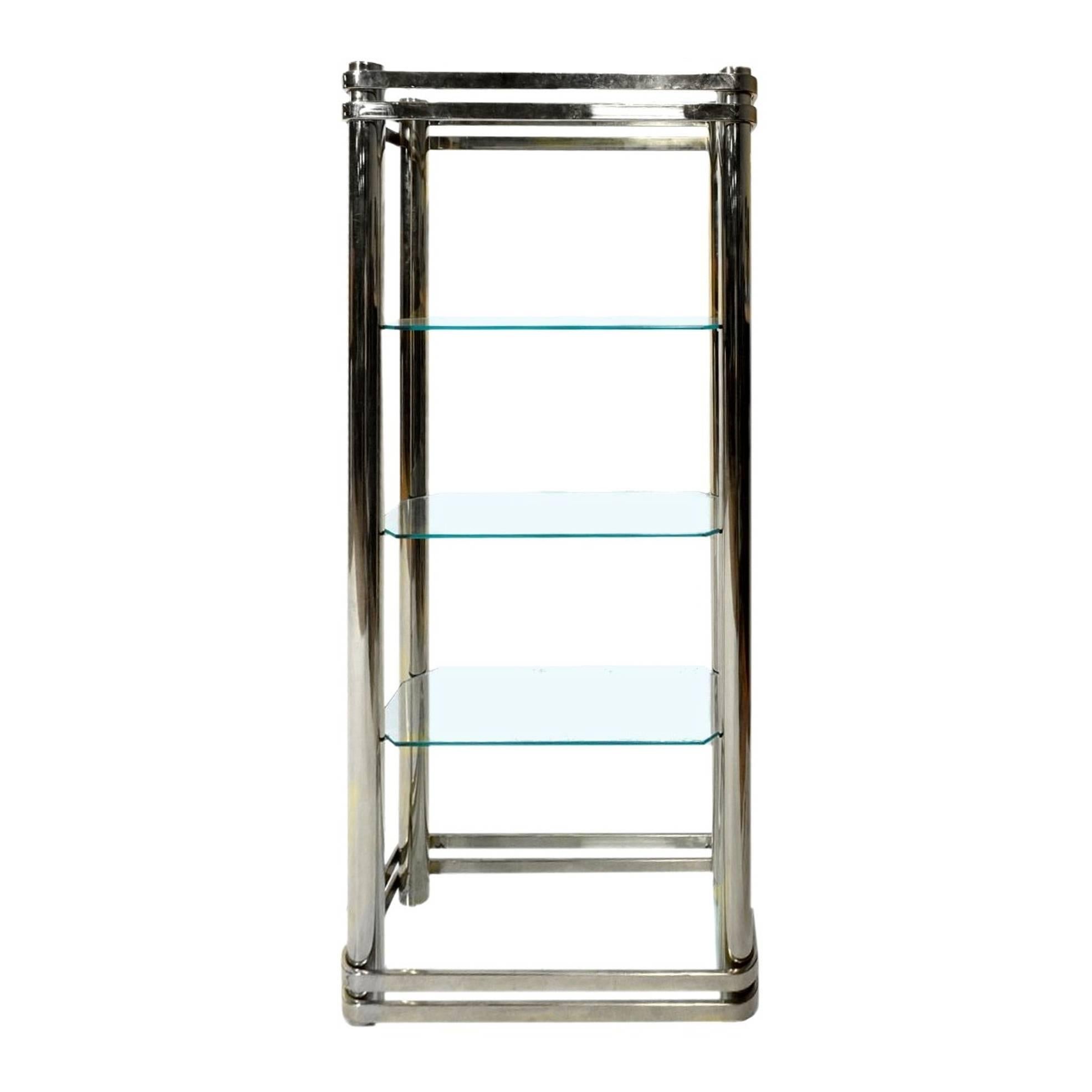 Chrome and Glass Etagere by Pace Collection For Sale