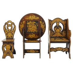 Early 20th Century American, Arts & Crafts Collection of Poker Work Furniture 3