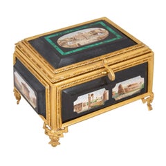 Fine Rectangular Ormolu, Malachite, Marble and Micromosaic Casket