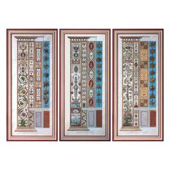 Three Framed Engravings of Architectural Panels from the Vatican after Raphael