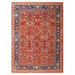 Red Background All-Over Design Antique Persian Mahal Sultanabad Rug