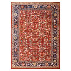 Red Background All-Over Design Antique Persian Mahal Sultanabad Rug 6