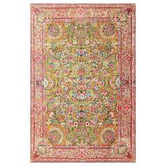 Beautiful Fine Rare Gold Background Antique Persian Kerman Rug 12