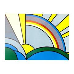 "Modern Painting of Sun Rays" Signed Color Silkscreen Roy Lichenstein