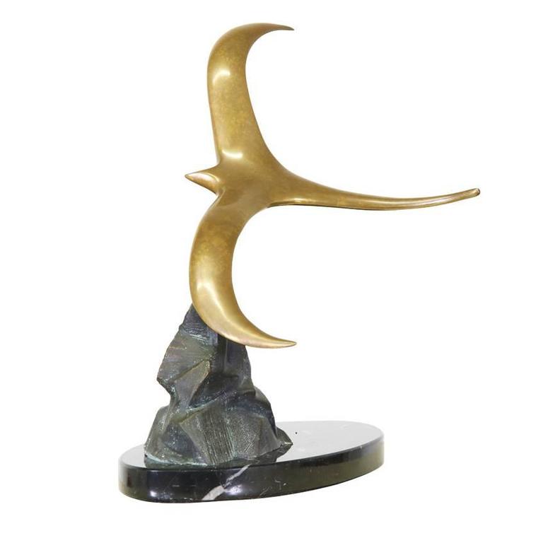 Abstract Brass Bird Sculpture by MK Shannon For Sale at 1stdibs