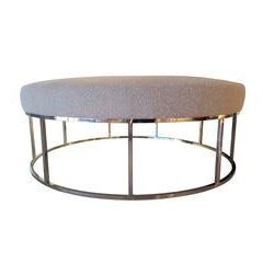 Stunning Custom Designed Round Ottoman with Stainless Steel Base 6