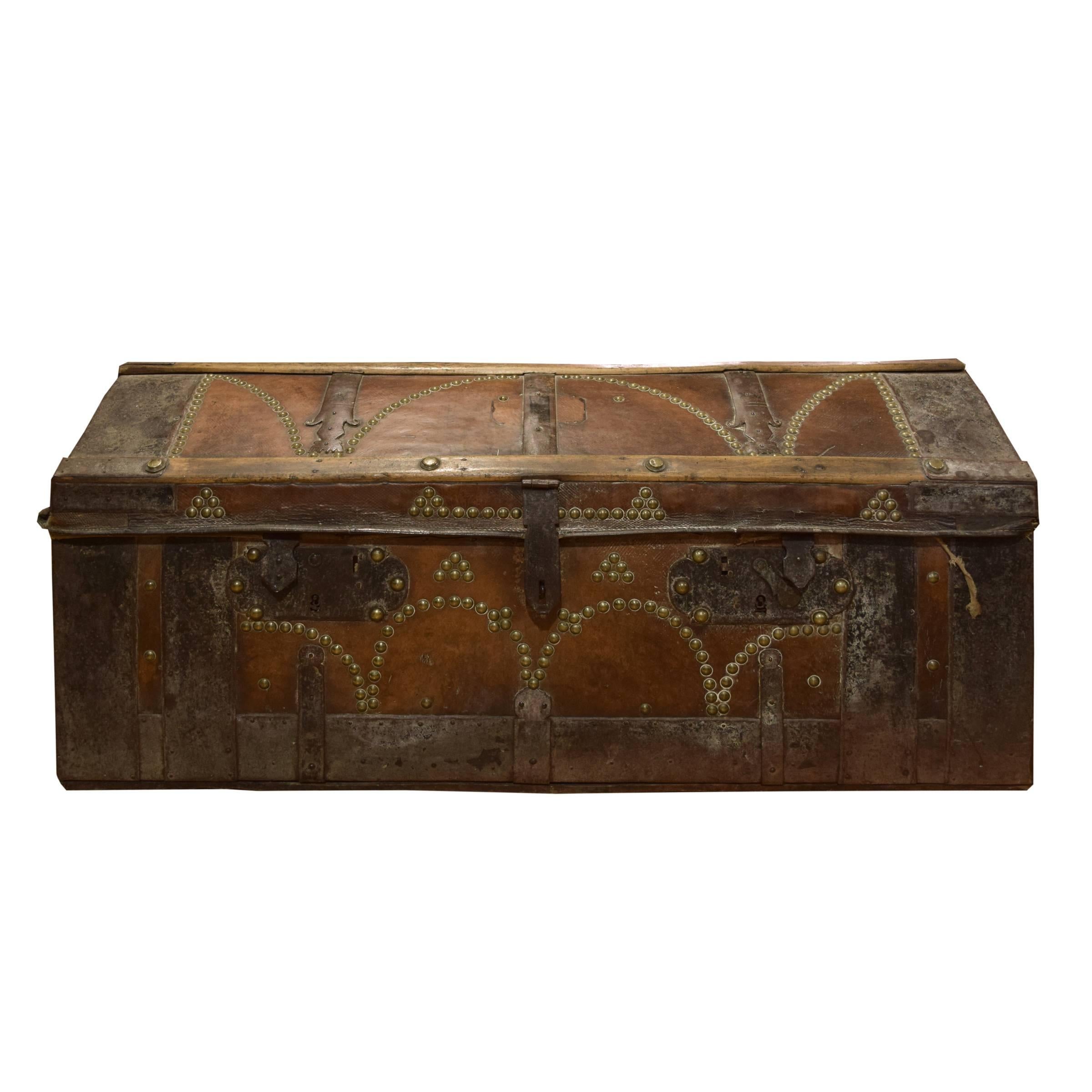 Italian Leather and Wood Trunk