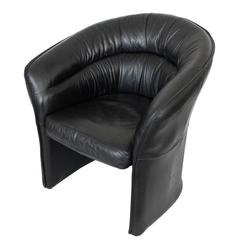 Modern Black Faux Leather Armchair