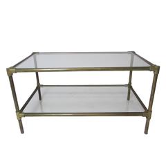 Two Tiered Mid-Century Modern Brass Coffee Table