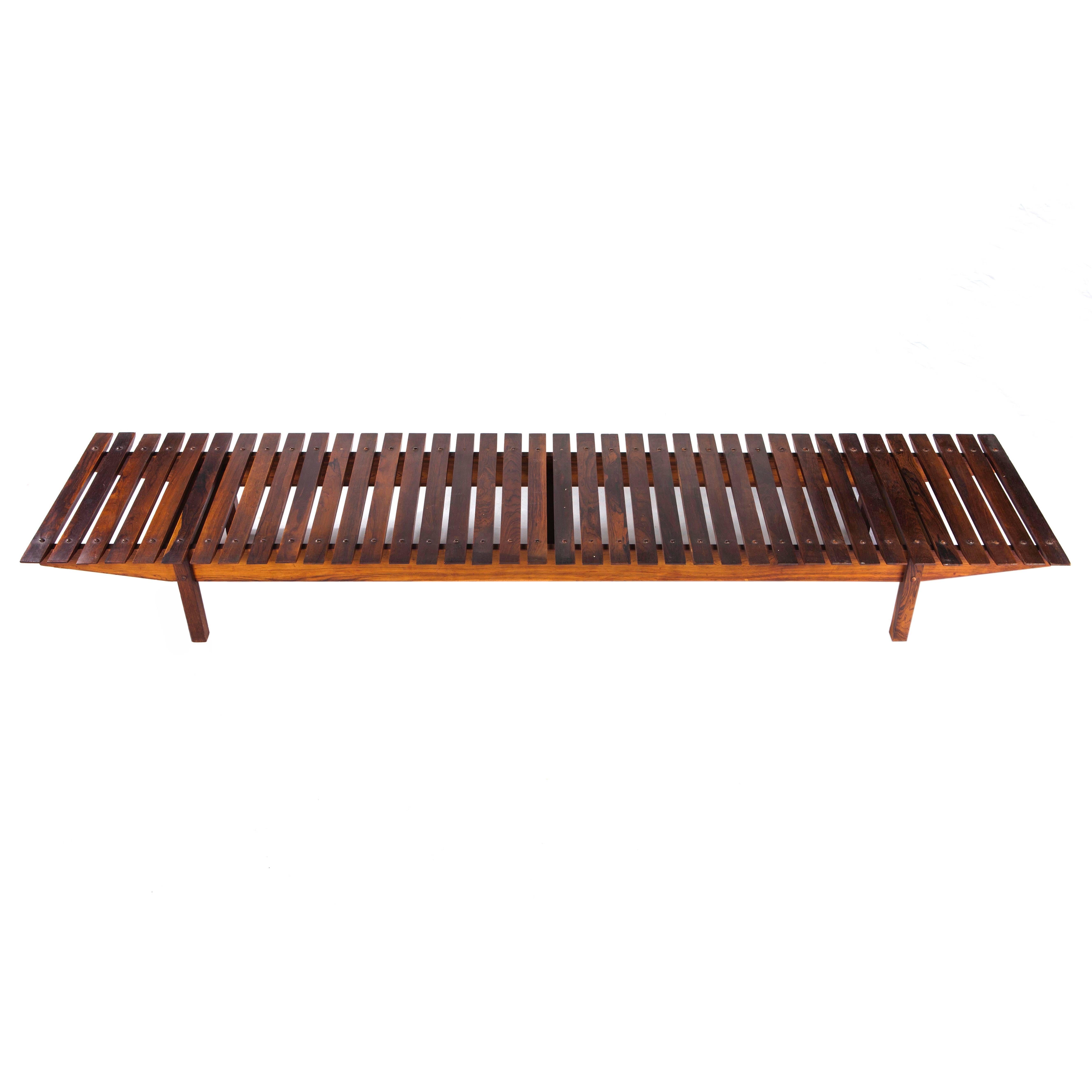 "Mucki" Brazilian Modern Rosewood Bench by Sergio Rodrigues For Sale
