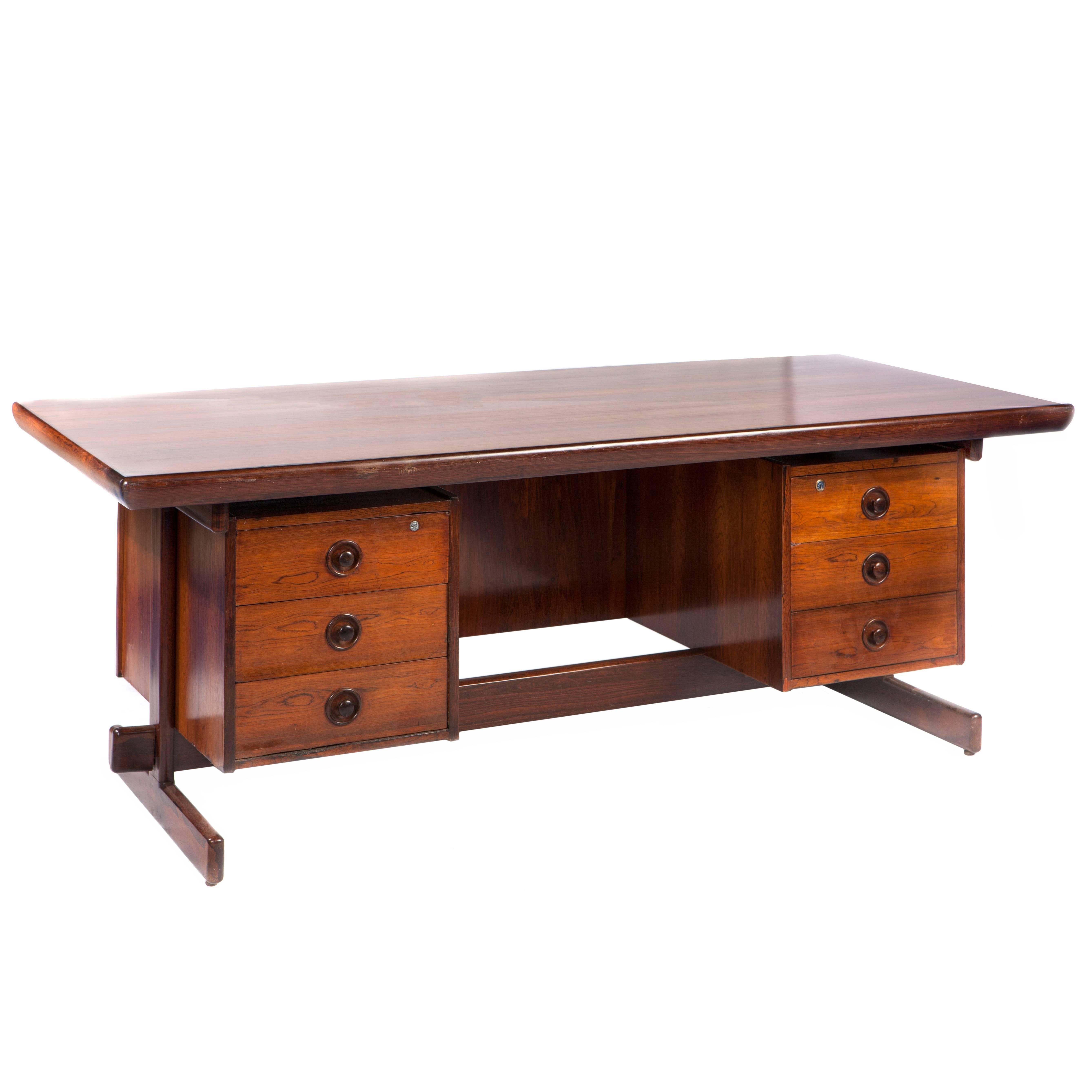 Brazilian Modern Rosewood Desk by Sergio Rodrigues For Sale