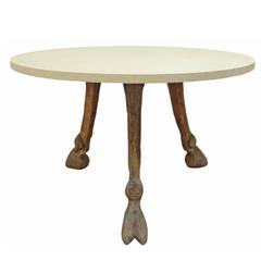 Limestone and Wood Cloven Hoof Dining Table