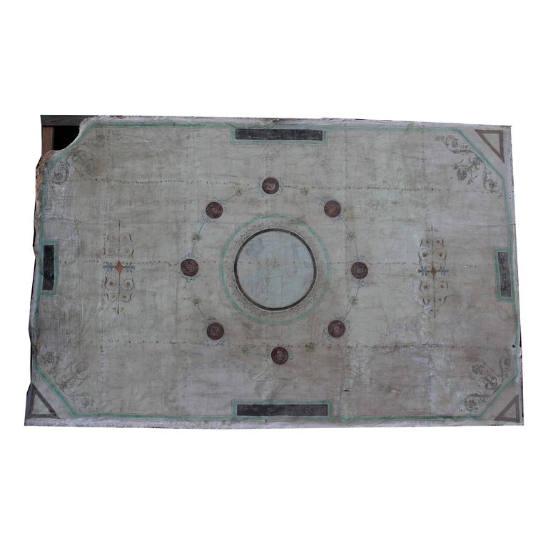 Antique Ceiling Painted on Canvas For Sale