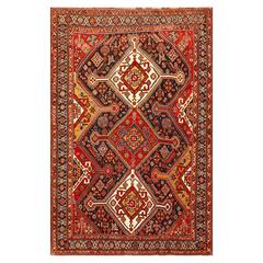Burgondy Tribal Antique Persian Qashqai Rug