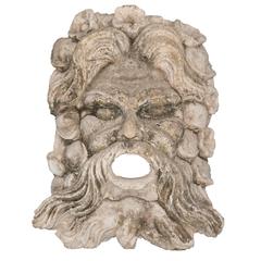 Vintage Cast Stone Mask Fountain of Neptune of the Sea