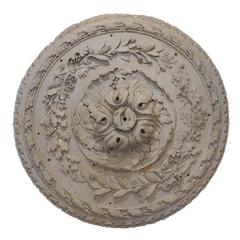 Antique Mid-19th Century Painted and Carved Wooden Rosette
