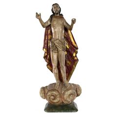 Polychromed Santos Sculpture of the Resurrected Christ