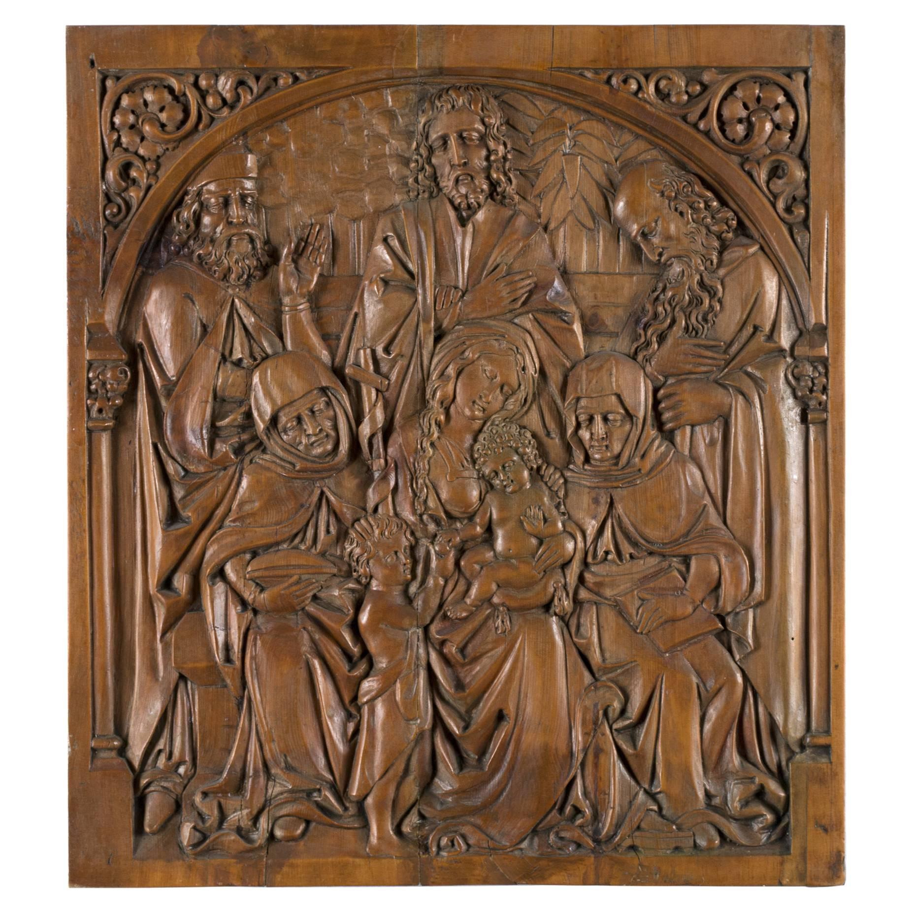 Holy Family in Sculpted Wood For Sale