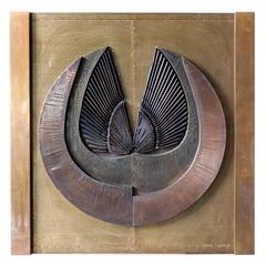 Brutalist Aluminium, Copper and Brass Relief Wall Sculpture by Paul Vanders