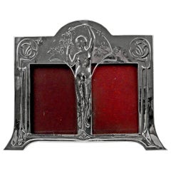 Antique WMF Art Nouveau Silver-Plated Double Picture Photograph Frame, circa 1905