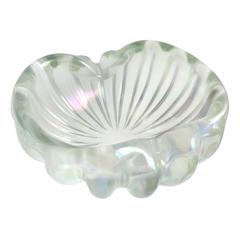 Barovier Toso Murano Clear Iridescent Italian Art Glass Chunky Bowl 6