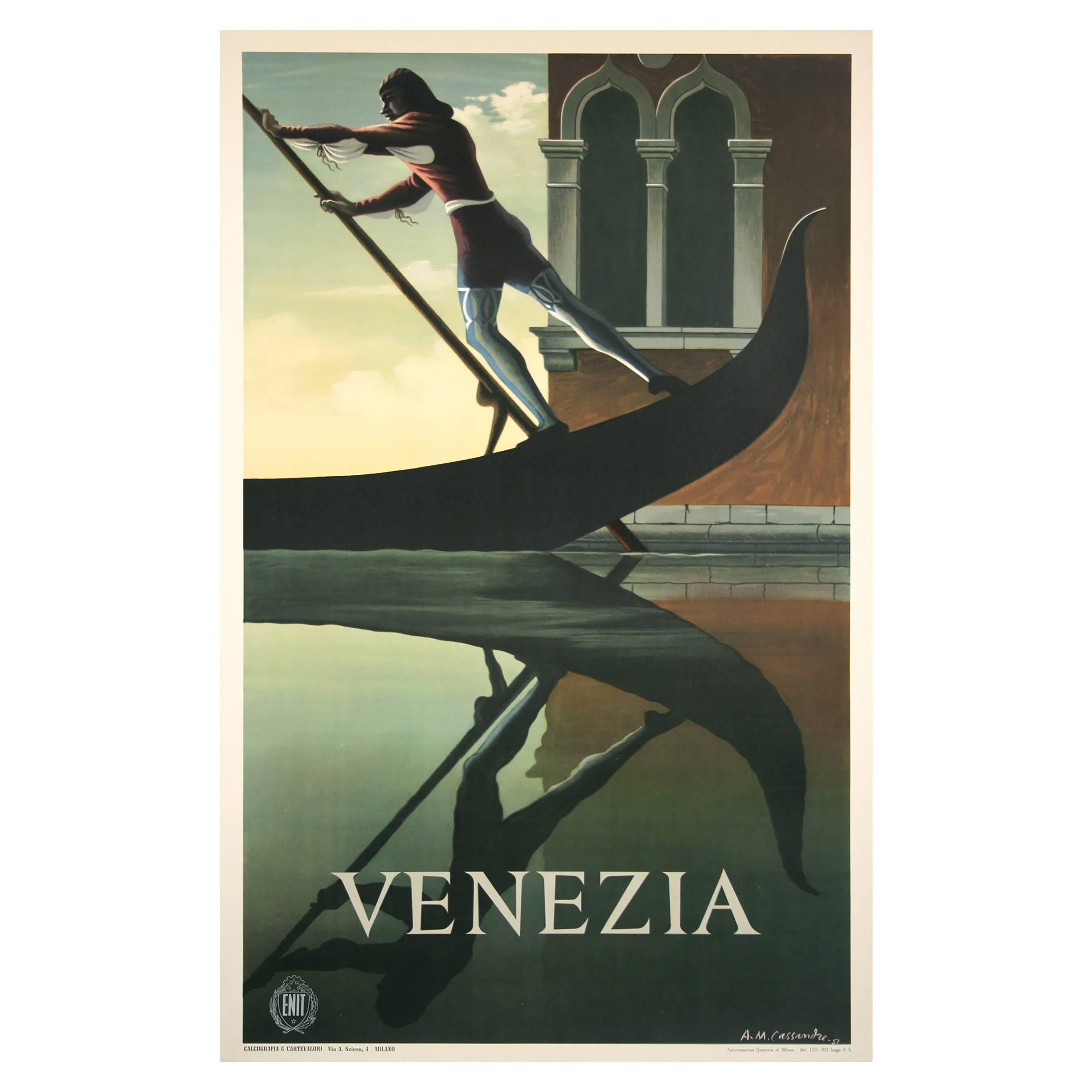 "Venezia, " an Italian Mid-Century Travel Poster by A.M. Cassandre, 1951