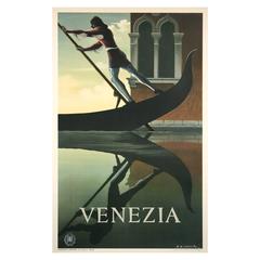 Vintage "Venezia, " an Italian Mid-Century Travel Poster by A.M. Cassandre, 1951